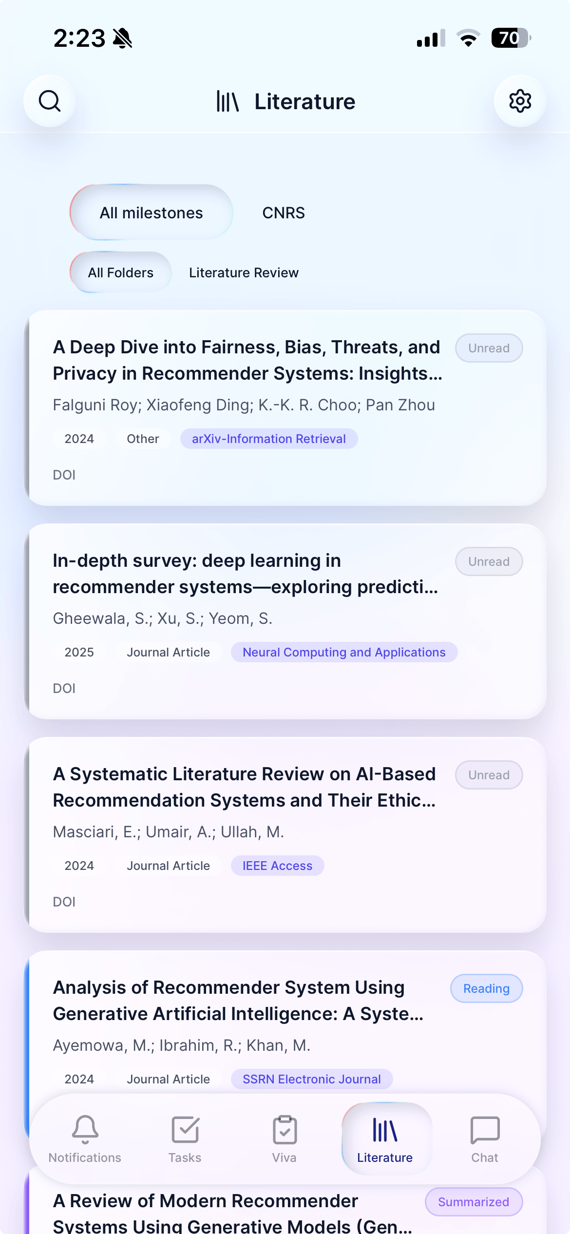 Literature screen light mode